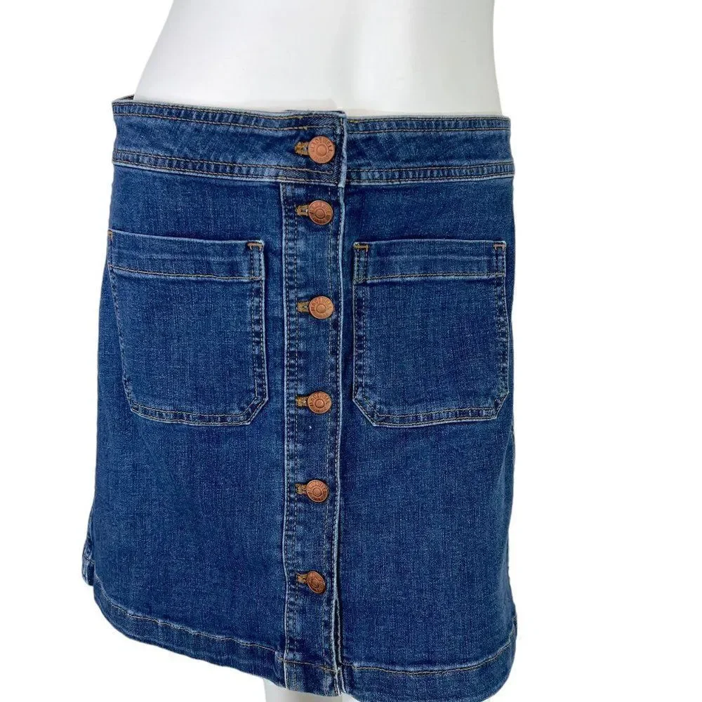 Madewell Stretch Denim A-Line Mini Skirt Salisbury Wash Patch Pocket Edition 8